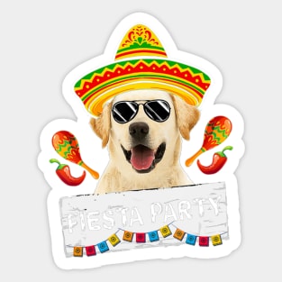 Funny Party Cute Labrador Retriever Dog Sombrero Sticker